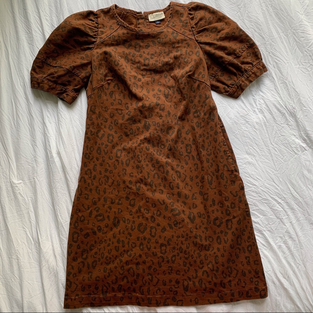 Cheetah Denim Puff-Sleeve Universal Thread Dress